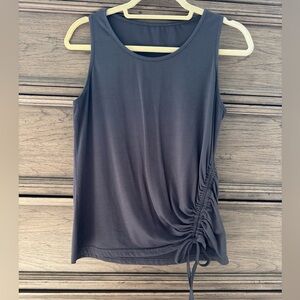 Gray Sleeveless Ruched Tank Top EUC Charcoal Cotton Cinched Bow Tie